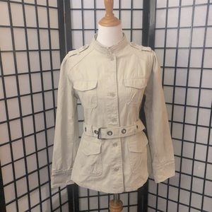 Converse tan jacket with belt and buttons sz Large